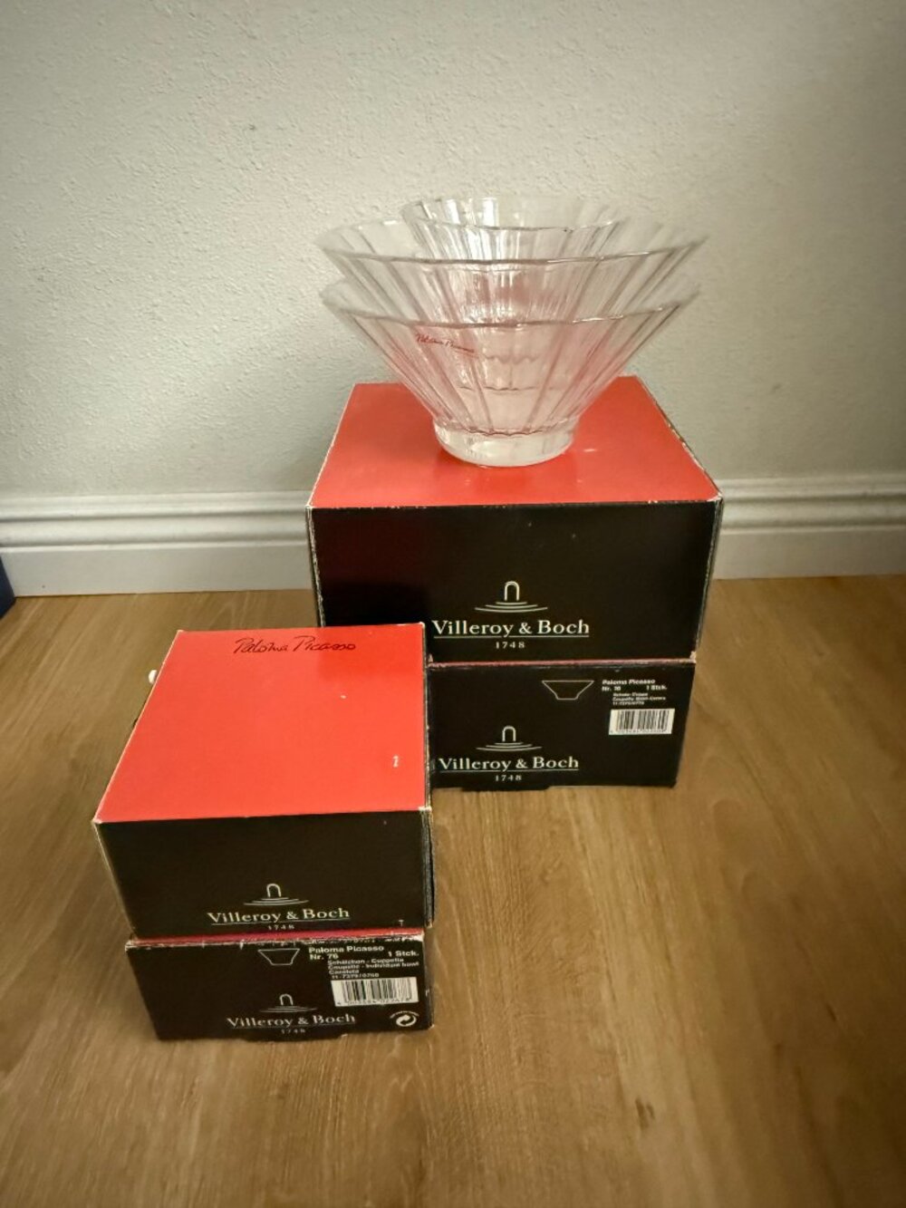 Villeroy & Boch Paloma Picasso Crystal Bowls Set of 4 NWT Signed